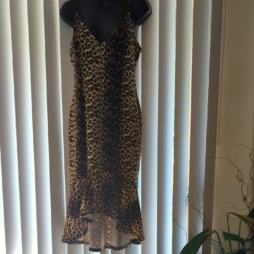 Animal Print High Low Midi Dress